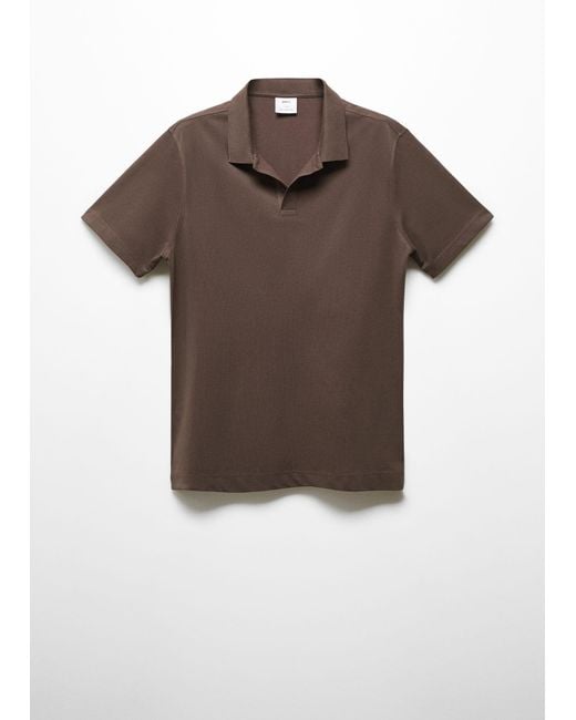 Mango Brown Cotton Piqué Polo Shirt for men