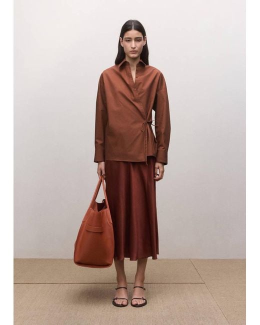 Mango Brown Cotton Cross Shirt