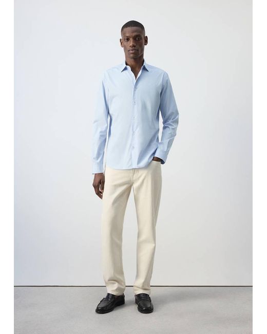 Mango White 100% Cotton Regular Fit Striped Shirt for men