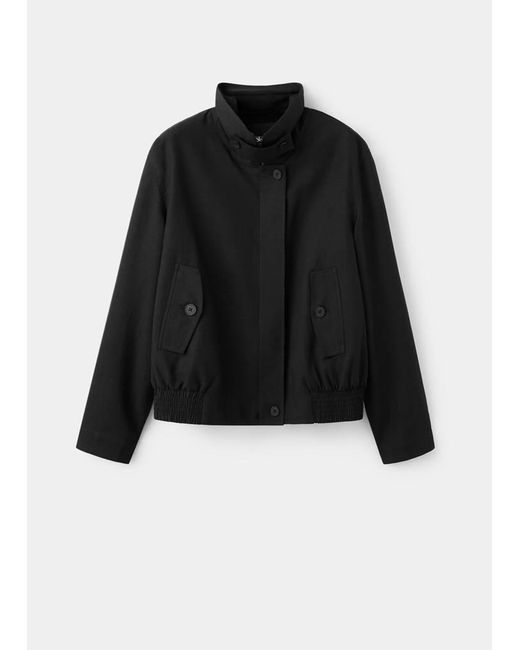 Mango Black Bomber Jacket With Funnel Neck