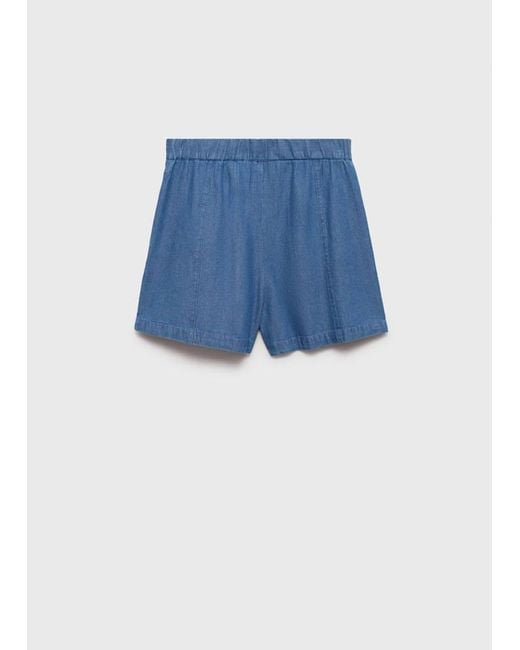 Mango Blue Denim Shorts With Zip