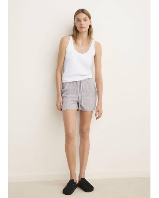 Mango Natural Two-Piece Striped Seersucker Pyjama Shorts