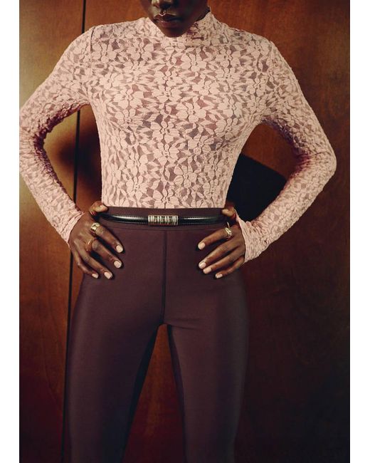 Mango Purple Thin Belt With Metal Detail