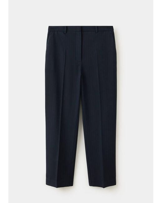 Mango Blue Chalk-Stripe Straight Trousers
