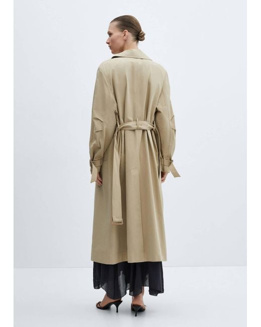 Mango White Double-breasted Cotton Trench Coat