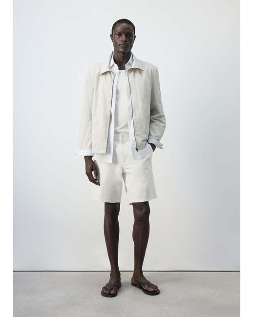 Mango White Water-Repellent Jacket With Pockets for men