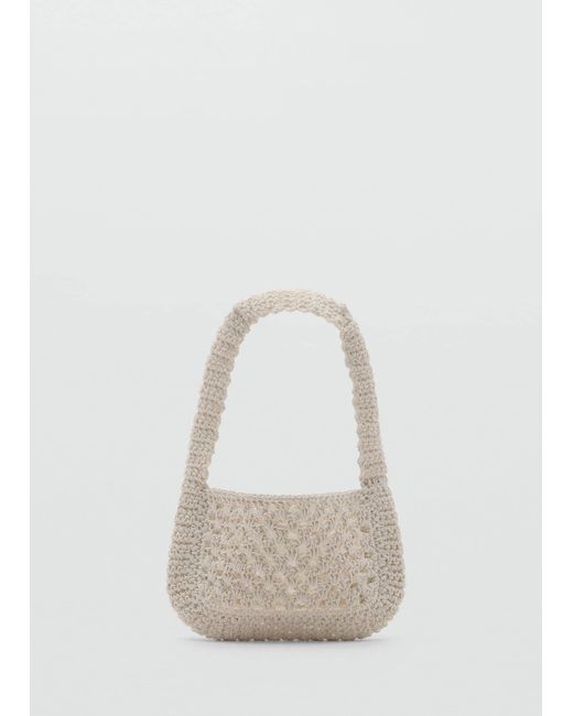 Mango White Crochet Handbag