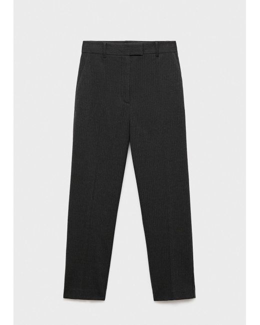 Mango Black Cropped Tailored Pinstripe Trousers