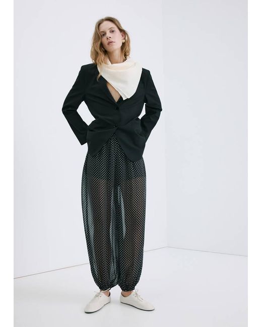 Mango Black Polka Dot Baggy Trousers