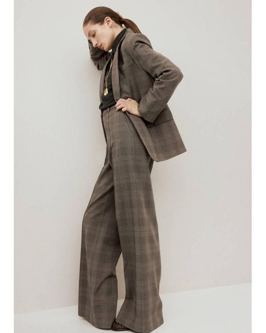 Mango Natural Wool-Blend Check Trousers