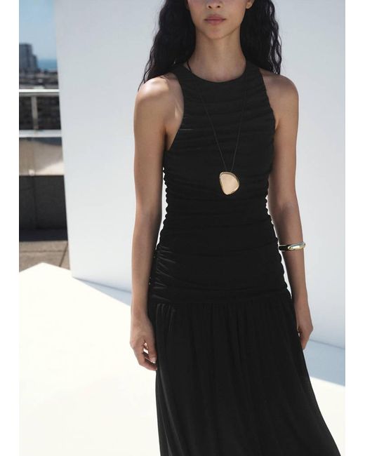 Mango Black Pendant Necklace With Metal Component