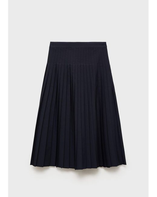 Mango Blue Pleated Midi Skirt
