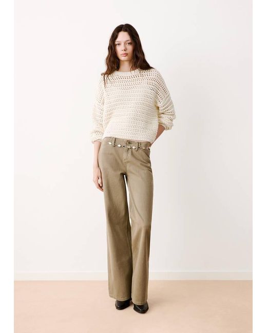 MANGO TEEN Natural Long-Sleeved Crochet Sweater