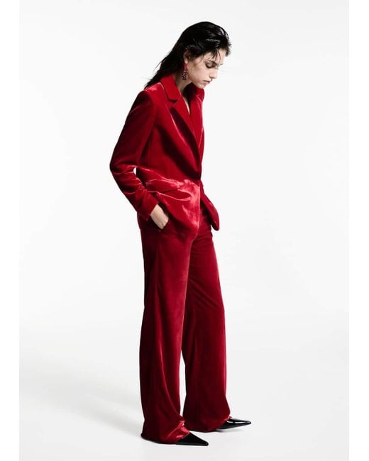 Mango Red Velvet Suit Trousers