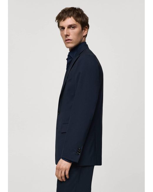 Mango Blue 100% Virgin Wool Slim-fit Suit Jacket Dark for men