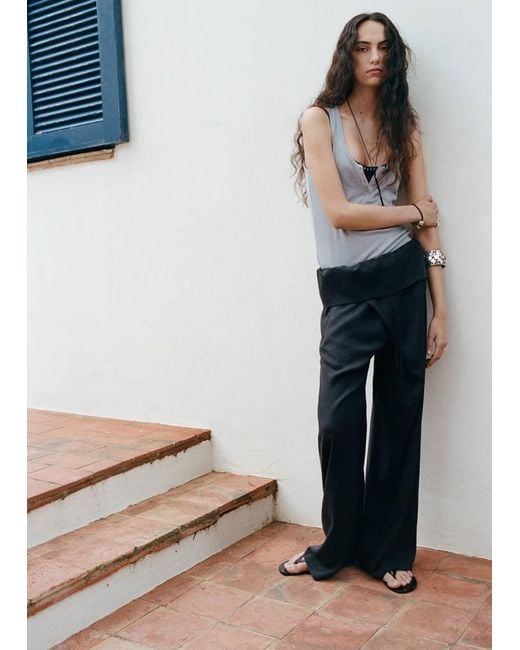 Mango White 100% Lyocell Trousers