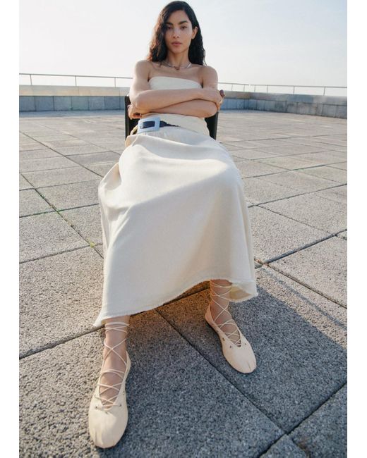 Ballerine Pelle Fasce Incrociate Bianco di Mango in Gray