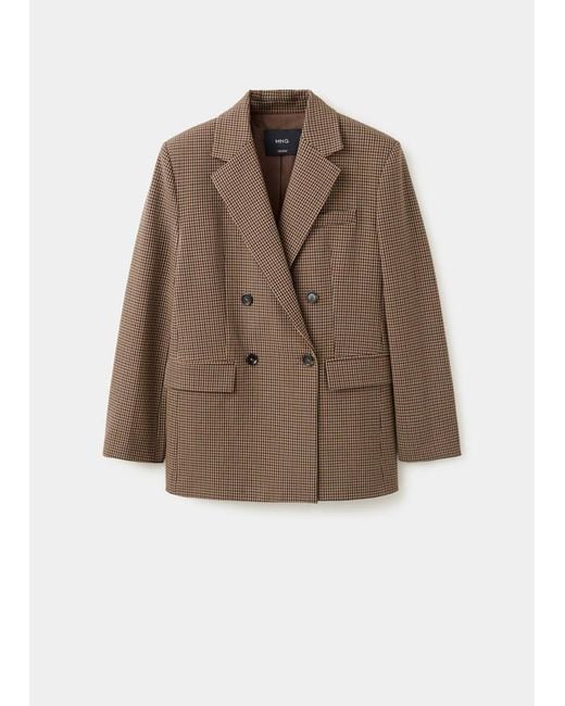Mango Gray Houndstooth Jacket With Lapels