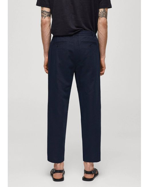 Mango Blue Slim-fit Trousers With Drawstring Dark for men