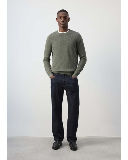 Mango Green 100% Fine Ribbed Cotton Sweater for men