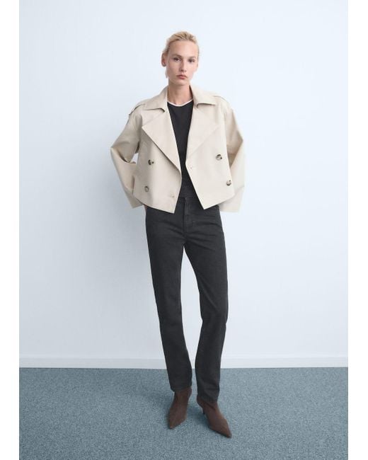 Jeans Diritti Vita Media Denim di Mango in White
