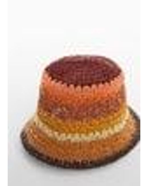 Cappellino bucket fibra naturale di Mango in Orange