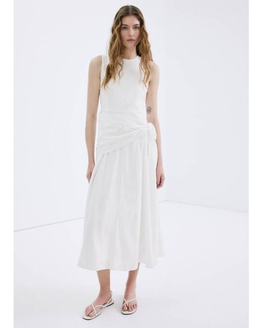 Mango White Handkerchief A-Line Dress