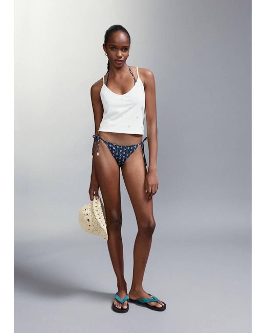 MANGO TEEN Blue Printed Bikini With Medium-Coverage Bottoms