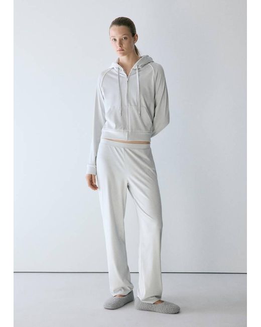 Mango Gray Soft-Touch Velour Trousers