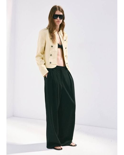 Mango Natural Pinstripe Blazer With Buttons