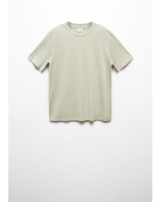 Mango White Mercerized Slim Fit T-shirt Pastel for men