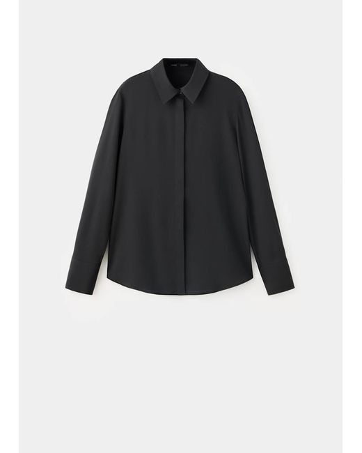 Mango Blue Satin Shirt With Concealed Placket
