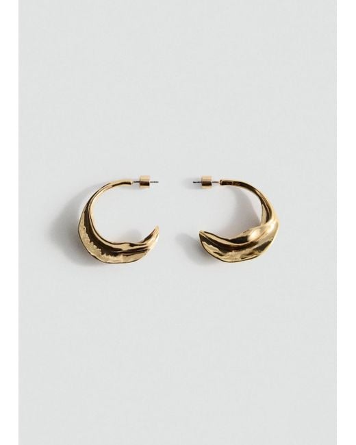 Mango Black Embossed Hoop Earrings