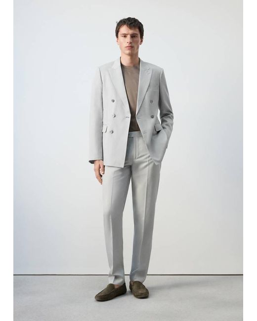 Mango Gray Amalfi Slim Fit Suit Trousers for men