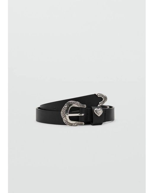 MANGO TEEN Black Metal Detail Belt
