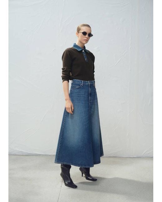 Mango Blue Denim Midi-Skirt