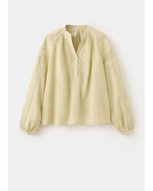 Mango Natural Embroidered Openwork Blouse
