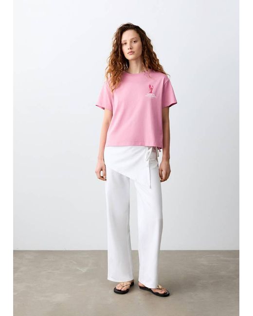 MANGO TEEN White Printed Cotton-Blend T-Shirt