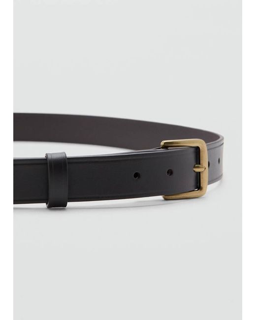 Mango Black 100% Leather Belt for men