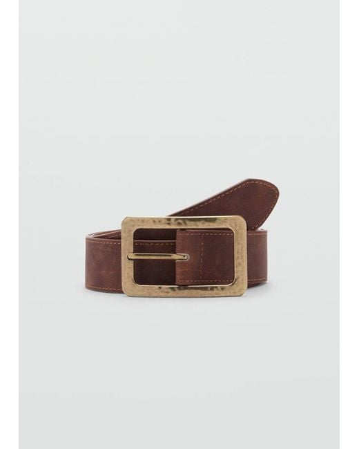 Mango Brown Square Buckle Belt