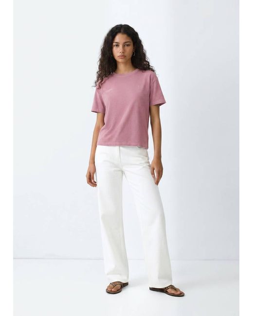 MANGO TEEN White 100% Cotton T-Shirt With Drawing