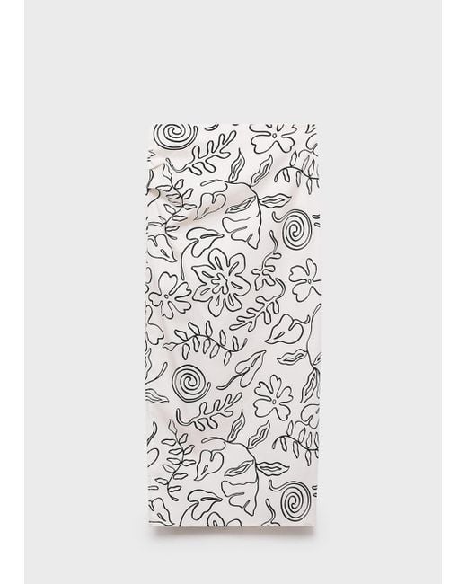 Mango White Slit Printed Long Skirt