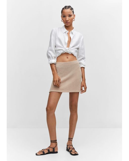Mango White Knitted Miniskirt