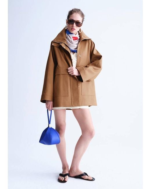 Mango White Oversized Funnel Neck Parka