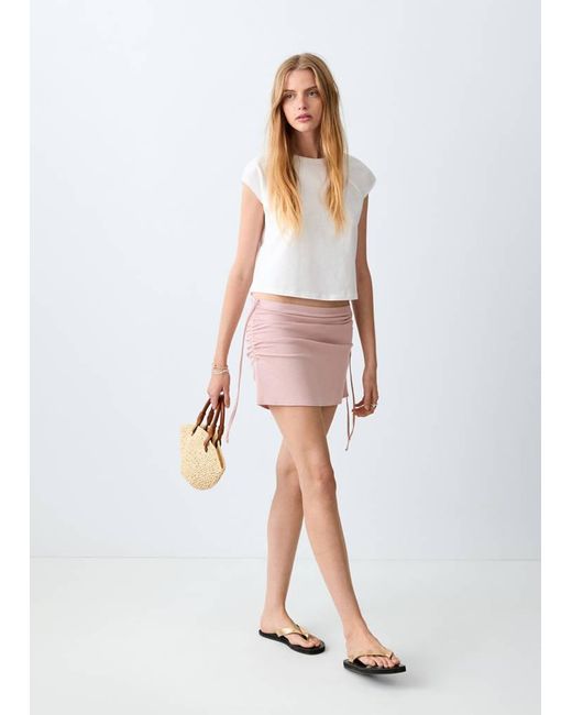 MANGO TEEN White Cotton Skirt With Side Ties