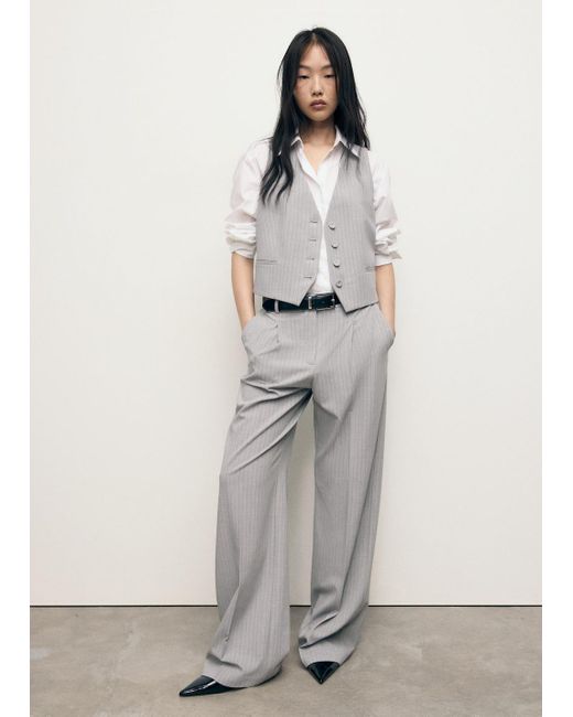 Mango Pinstriped Suit Waistcoat in Gray | Lyst