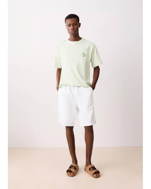 MANGO TEEN Natural Linen Cotton Bermuda Shorts for men