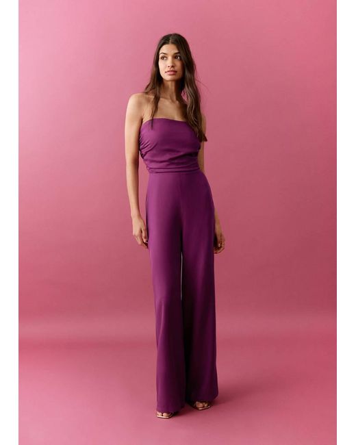 MANGO TEEN Pink Strapless Jumpsuit