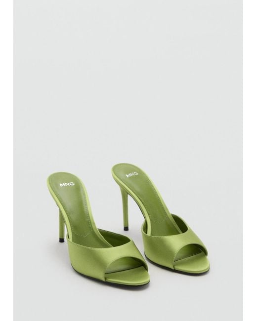 Mango Green Satin-Effect Heeled Sandals