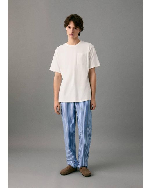 MANGO TEEN Gray Striped Long Pyjamas for men